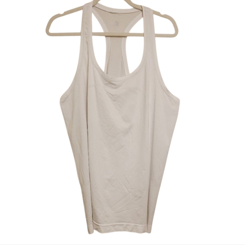 Lululemon | Women's White Athleisure Racerback Striped Tank Top (Size Large)